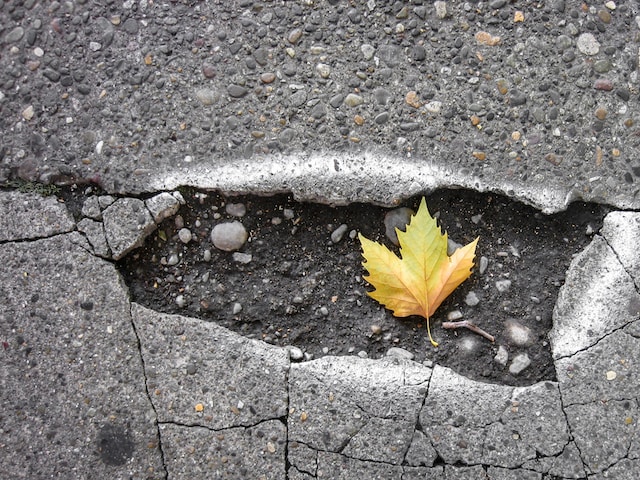 pothole in road