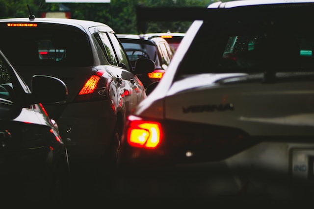 cars stuck in traffic