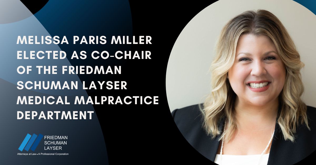 Melissa Paris Miller Elected As Co-Chair of the Medical Malpractice Department